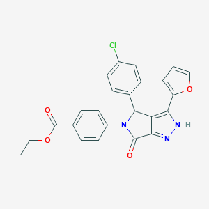 molecular formula C24H18ClN3O4 B247174 ethyl 4-(4-(4-chlorophenyl)-3-(2-furyl)-6-oxo-4,6-dihydropyrrolo[3,4-c]pyrazol-5(1H)-yl)benzoate 