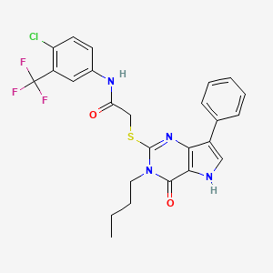 2-((3-butyl-4-oxo-7-phenyl-4,5-dihydro-3H-pyrrolo[3,2-d]pyrimidin-2-yl)thio)-N-(4-chloro-3-(trifluoromethyl)phenyl)acetamide