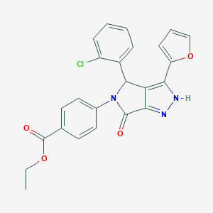 molecular formula C24H18ClN3O4 B247177 ethyl 4-(4-(2-chlorophenyl)-3-(2-furyl)-6-oxo-4,6-dihydropyrrolo[3,4-c]pyrazol-5(1H)-yl)benzoate 