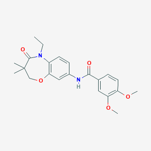 molecular formula C22H26N2O5 B2471779 N-(5-ethyl-3,3-dimethyl-4-oxo-2,3,4,5-tetrahydro-1,5-benzoxazepin-8-yl)-3,4-dimethoxybenzamide CAS No. 921563-41-9