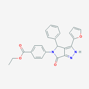 molecular formula C24H19N3O4 B247179 ethyl 4-(3-(2-furyl)-6-oxo-4-phenyl-4,6-dihydropyrrolo[3,4-c]pyrazol-5(1H)-yl)benzoate 