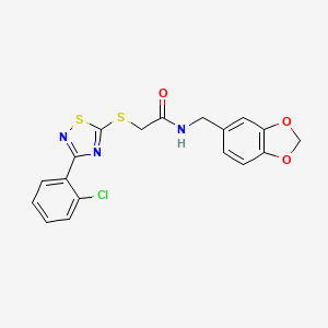 molecular formula C18H14ClN3O3S2 B2471797 N-[(2H-1,3-benzodioxol-5-yl)methyl]-2-{[3-(2-chlorophenyl)-1,2,4-thiadiazol-5-yl]sulfanyl}acetamide CAS No. 864919-48-2