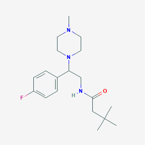 molecular formula C19H30FN3O B2471813 N-[2-(4-fluorophenyl)-2-(4-methylpiperazin-1-yl)ethyl]-3,3-dimethylbutanamide CAS No. 906160-09-6