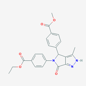 molecular formula C23H21N3O5 B247184 ETHYL 4-{4-[4-(METHOXYCARBONYL)PHENYL]-3-METHYL-6-OXO-1H,4H,5H,6H-PYRROLO[3,4-C]PYRAZOL-5-YL}BENZOATE 
