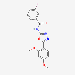 molecular formula C17H14FN3O4 B2471850 N-[5-(2,4-dimethoxyphenyl)-1,3,4-oxadiazol-2-yl]-3-fluorobenzamide CAS No. 941937-60-6