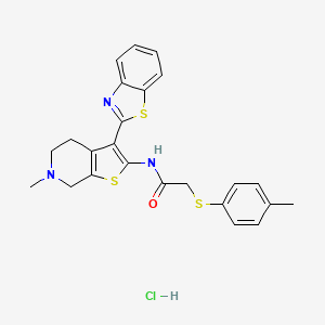molecular formula C24H24ClN3OS3 B2471891 N-(3-(benzo[d]thiazol-2-yl)-6-methyl-4,5,6,7-tetrahydrothieno[2,3-c]pyridin-2-yl)-2-(p-tolylthio)acetamide hydrochloride CAS No. 1185068-74-9
