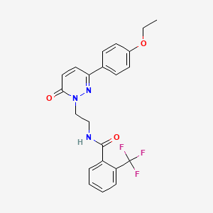 molecular formula C22H20F3N3O3 B2471896 N-(2-(3-(4-ethoxyphenyl)-6-oxopyridazin-1(6H)-yl)ethyl)-2-(trifluoromethyl)benzamide CAS No. 921852-99-5