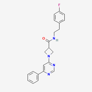 molecular formula C22H21FN4O B2471898 N-[2-(4-fluorophenyl)ethyl]-1-(6-phenylpyrimidin-4-yl)azetidine-3-carboxamide CAS No. 2034286-22-9