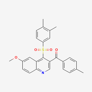 molecular formula C26H23NO4S B2471908 4-(3,4-dimethylbenzenesulfonyl)-6-methoxy-3-(4-methylbenzoyl)quinoline CAS No. 866895-64-9