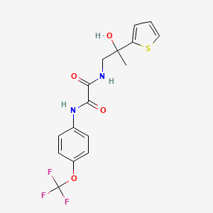 molecular formula C16H15F3N2O4S B2471918 N-[2-hydroxy-2-(thiophen-2-yl)propyl]-N'-[4-(trifluoromethoxy)phenyl]ethanediamide CAS No. 1351658-82-6