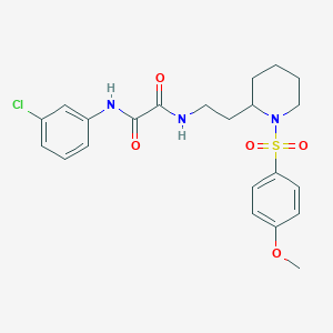 molecular formula C22H26ClN3O5S B2471920 N'-(3-chlorophenyl)-N-{2-[1-(4-methoxybenzenesulfonyl)piperidin-2-yl]ethyl}ethanediamide CAS No. 898415-47-9