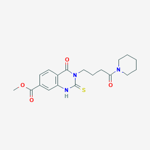 molecular formula C19H23N3O4S B2471942 Methyl 4-oxo-3-(4-oxo-4-(piperidin-1-yl)butyl)-2-thioxo-1,2,3,4-tetrahydroquinazoline-7-carboxylate CAS No. 946276-41-1