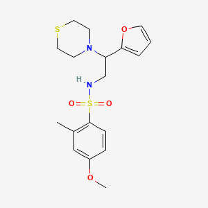 molecular formula C18H24N2O4S2 B2471945 N-(2-(furan-2-yl)-2-thiomorpholinoethyl)-4-methoxy-2-methylbenzenesulfonamide CAS No. 2034399-04-5