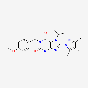 7-isopropyl-1-(4-methoxybenzyl)-3-methyl-8-(3,4,5-trimethyl-1H-pyrazol-1-yl)-1H-purine-2,6(3H,7H)-dione