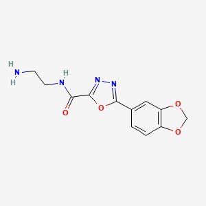 molecular formula C12H12N4O4 B2471989 N-(2-aminoethyl)-5-(benzo[d][1,3]dioxol-5-yl)-1,3,4-oxadiazole-2-carboxamide CAS No. 924871-49-8