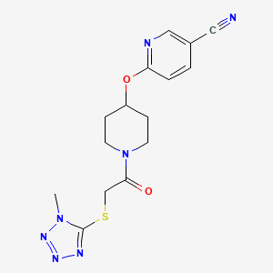 6-((1-(2-((1-methyl-1H-tetrazol-5-yl)thio)acetyl)piperidin-4-yl)oxy)nicotinonitrile
