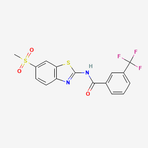 molecular formula C16H11F3N2O3S2 B2472000 N-(6-(methylsulfonyl)benzo[d]thiazol-2-yl)-3-(trifluoromethyl)benzamide CAS No. 313395-85-6