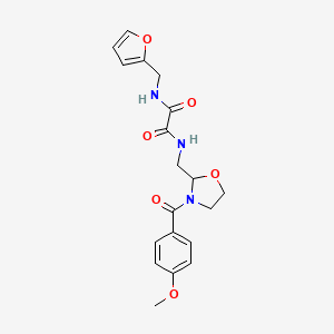 molecular formula C19H21N3O6 B2472013 N'-[(furan-2-yl)methyl]-N-{[3-(4-methoxybenzoyl)-1,3-oxazolidin-2-yl]methyl}ethanediamide CAS No. 874805-32-0