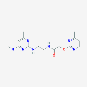 molecular formula C16H23N7O2 B2472030 N-(2-((4-(dimethylamino)-6-methylpyrimidin-2-yl)amino)ethyl)-2-((4-methylpyrimidin-2-yl)oxy)acetamide CAS No. 1251563-73-1