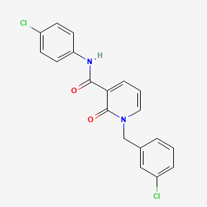 molecular formula C19H14Cl2N2O2 B2472092 N-(4-chlorophenyl)-1-[(3-chlorophenyl)methyl]-2-oxo-1,2-dihydropyridine-3-carboxamide CAS No. 338754-84-0