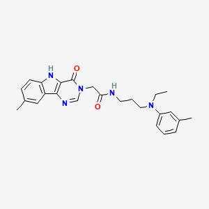 molecular formula C25H29N5O2 B2472101 N-{3-[ethyl(3-methylphenyl)amino]propyl}-2-{8-methyl-4-oxo-3H,4H,5H-pyrimido[5,4-b]indol-3-yl}acetamide CAS No. 1185035-43-1