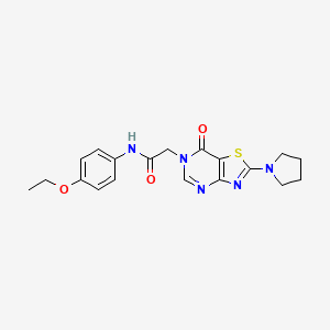 molecular formula C19H21N5O3S B2472116 N-(4-ethoxyphenyl)-2-[7-oxo-2-(pyrrolidin-1-yl)-6H,7H-[1,3]thiazolo[4,5-d]pyrimidin-6-yl]acetamide CAS No. 1223970-35-1
