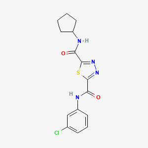 molecular formula C15H15ClN4O2S B2472124 N2-(3-chlorophenyl)-N5-cyclopentyl-1,3,4-thiadiazole-2,5-dicarboxamide CAS No. 1115466-08-4