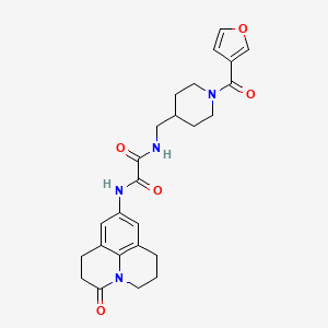 molecular formula C25H28N4O5 B2472125 N'-{[1-(furan-3-carbonyl)piperidin-4-yl]methyl}-N-{2-oxo-1-azatricyclo[7.3.1.0^{5,13}]trideca-5,7,9(13)-trien-7-yl}ethanediamide CAS No. 1396868-69-1