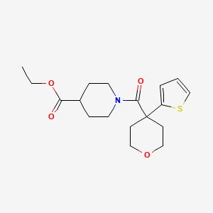 molecular formula C18H25NO4S B2472135 ethyl 1-(4-(thiophen-2-yl)tetrahydro-2H-pyran-4-carbonyl)piperidine-4-carboxylate CAS No. 877649-29-1