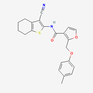 molecular formula C22H20N2O3S B2472150 N-(3-cyano-4,5,6,7-tetrahydro-1-benzothiophen-2-yl)-2-[(4-methylphenoxy)methyl]furan-3-carboxamide CAS No. 878716-81-5