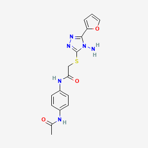 molecular formula C16H16N6O3S B2472162 N-(4-acetamidophenyl)-2-((4-amino-5-(furan-2-yl)-4H-1,2,4-triazol-3-yl)thio)acetamide CAS No. 577998-96-0