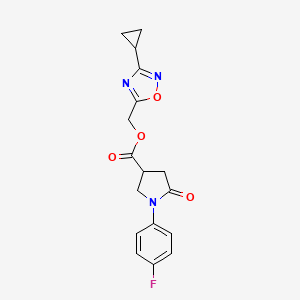 B2472230 (3-Cyclopropyl-1,2,4-oxadiazol-5-yl)methyl 1-(4-fluorophenyl)-5-oxopyrrolidine-3-carboxylate CAS No. 2379985-54-1