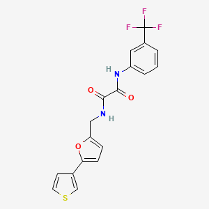 molecular formula C18H13F3N2O3S B2472234 N-{[5-(thiophen-3-yl)furan-2-yl]methyl}-N'-[3-(trifluoromethyl)phenyl]ethanediamide CAS No. 2034254-56-1