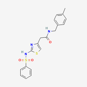 molecular formula C19H19N3O3S2 B2472256 N-(4-methylbenzyl)-2-(2-(phenylsulfonamido)thiazol-4-yl)acetamide CAS No. 922130-00-5