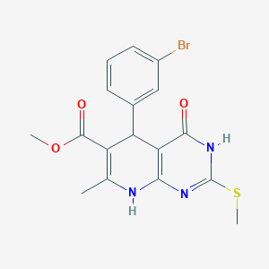 molecular formula C17H16BrN3O3S B2472258 Methyl 5-(3-bromophenyl)-7-methyl-2-(methylthio)-4-oxo-3,4,5,8-tetrahydropyrido[2,3-d]pyrimidine-6-carboxylate CAS No. 537045-41-3