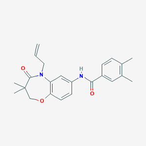 molecular formula C23H26N2O3 B2472274 N-(5-allyl-3,3-dimethyl-4-oxo-2,3,4,5-tetrahydrobenzo[b][1,4]oxazepin-7-yl)-3,4-dimethylbenzamide CAS No. 921863-78-7