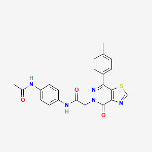 molecular formula C23H21N5O3S B2472296 N-(4-acetamidophenyl)-2-(2-methyl-4-oxo-7-(p-tolyl)thiazolo[4,5-d]pyridazin-5(4H)-yl)acetamide CAS No. 941942-64-9