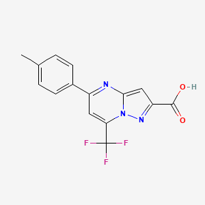 molecular formula C15H10F3N3O2 B2472297 5-(4-Methylphenyl)-7-(trifluoromethyl)pyrazolo[1,5-a]pyrimidine-2-carboxylic acid CAS No. 312922-11-5