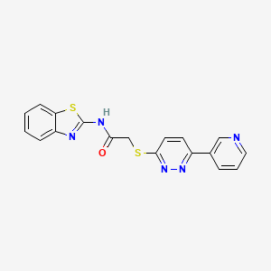 molecular formula C18H13N5OS2 B2472298 N-(benzo[d]thiazol-2-yl)-2-((6-(pyridin-3-yl)pyridazin-3-yl)thio)acetamide CAS No. 894001-90-2