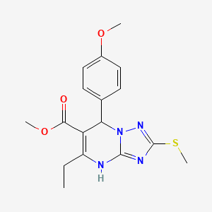 molecular formula C17H20N4O3S B2472310 METHYL 5-ETHYL-7-(4-METHOXYPHENYL)-2-(METHYLSULFANYL)-4H,7H-[1,2,4]TRIAZOLO[1,5-A]PYRIMIDINE-6-CARBOXYLATE CAS No. 909574-37-4