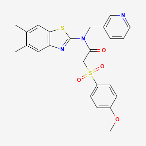 molecular formula C24H23N3O4S2 B2472325 N-(5,6-dimethyl-1,3-benzothiazol-2-yl)-2-(4-methoxybenzenesulfonyl)-N-[(pyridin-3-yl)methyl]acetamide CAS No. 941902-05-2