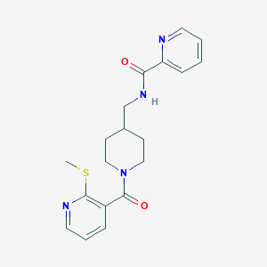 molecular formula C19H22N4O2S B2472333 N-((1-(2-(methylthio)nicotinoyl)piperidin-4-yl)methyl)picolinamide CAS No. 1235163-14-0