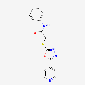 molecular formula C15H12N4O2S B2472359 N-phenyl-2-[(5-pyridin-4-yl-1,3,4-oxadiazol-2-yl)sulfanyl]acetamide CAS No. 539805-83-9
