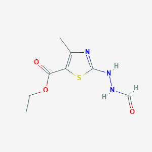 molecular formula C8H11N3O3S B2472372 Ethyl 2-(2-formylhydrazino)-4-methyl-1,3-thiazole-5-carboxylate CAS No. 2279122-38-0