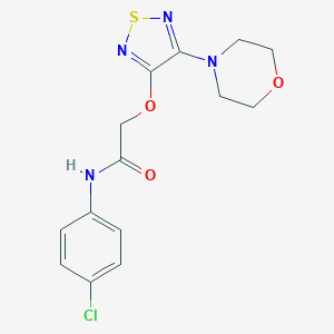molecular formula C14H15ClN4O3S B247238 N-(4-chlorophenyl)-2-{[4-(4-morpholinyl)-1,2,5-thiadiazol-3-yl]oxy}acetamide 