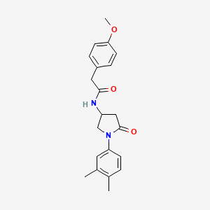 molecular formula C21H24N2O3 B2472382 N-[1-(3,4-dimethylphenyl)-5-oxopyrrolidin-3-yl]-2-(4-methoxyphenyl)acetamide CAS No. 896371-10-1