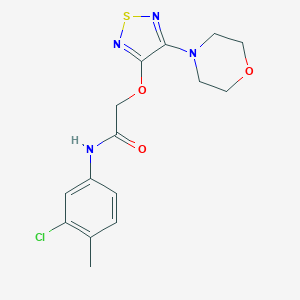 molecular formula C15H17ClN4O3S B247240 N-(3-chloro-4-methylphenyl)-2-{[4-(4-morpholinyl)-1,2,5-thiadiazol-3-yl]oxy}acetamide 