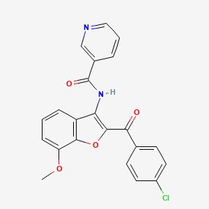 molecular formula C22H15ClN2O4 B2472412 N-[2-(4-chlorobenzoyl)-7-methoxy-1-benzofuran-3-yl]pyridine-3-carboxamide CAS No. 929514-03-4