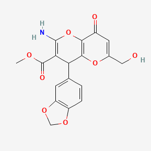 Methyl 2-amino-4-(benzo[d][1,3]dioxol-5-yl)-6-(hydroxymethyl)-8-oxo-4,8-dihydropyrano[3,2-b]pyran-3-carboxylate