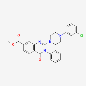 molecular formula C26H23ClN4O3 B2472444 methyl 2-[4-(3-chlorophenyl)piperazin-1-yl]-4-oxo-3-phenyl-3,4-dihydroquinazoline-7-carboxylate CAS No. 1251675-53-2